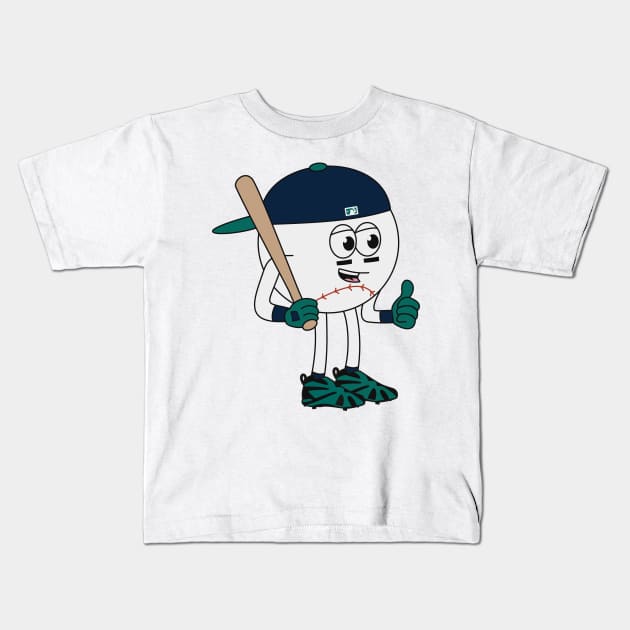 Griffey Baseball Guy Kids T-Shirt by StickyHenderson